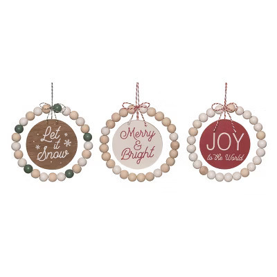 Transpac Set of 3 Wood Beaded Christmas Ornaments for Home Decor and Tree Decoration | Target