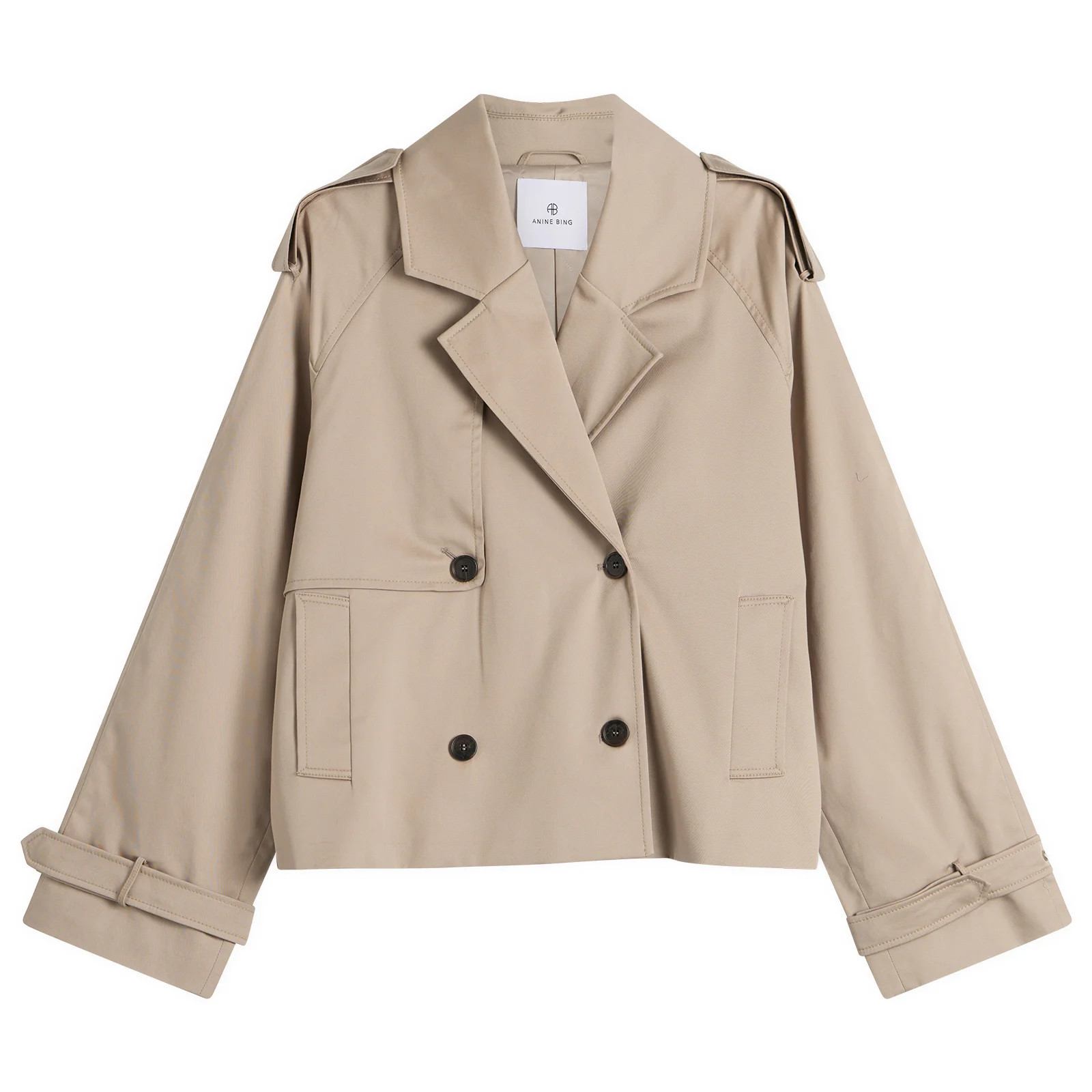 Anine Bing Women's Rickie Cropped Trench Coat in Beige, Size Large | END. Clothing