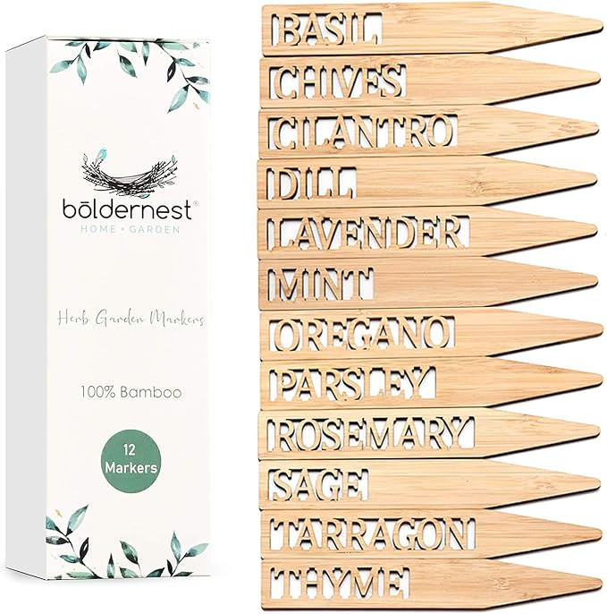 Bamboo Herb Garden Markers - Set of 12 Beautiful Herb Garden Labels - Sturdy Herb Markers for Out... | Amazon (US)