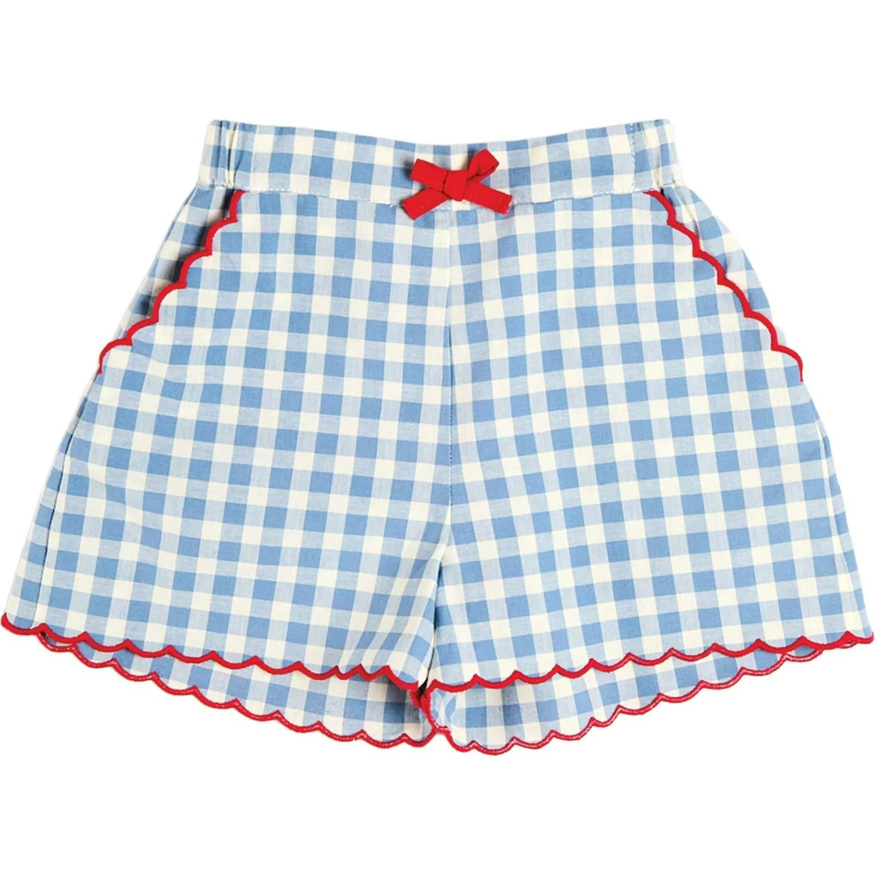 Darby Gingham Scallop Edge Bow Detail Shorts in Blue (18mths-12yrs) | Maisonette