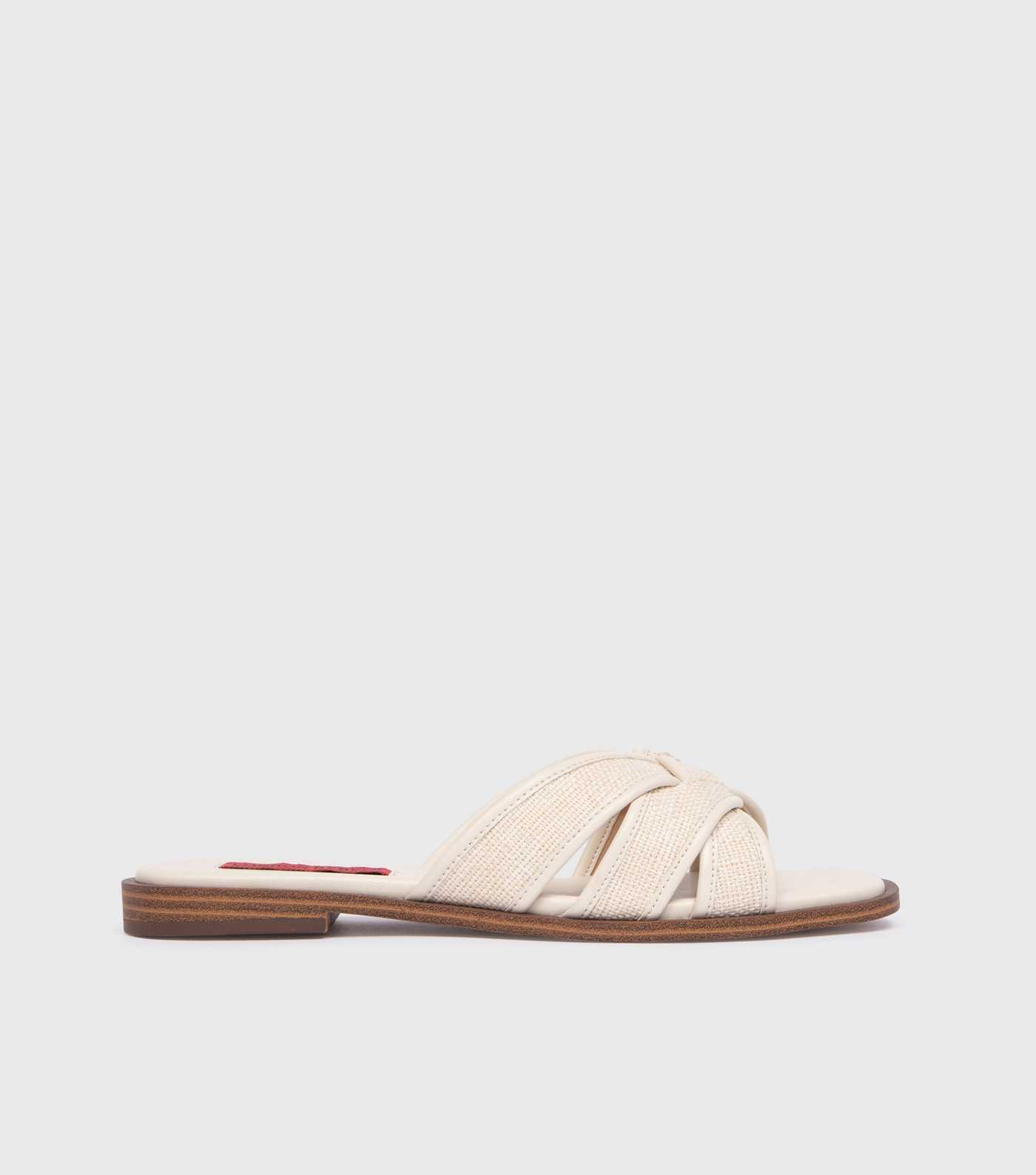 London Rebel Cream Cross-Strap Flat Sandals  | New Look | New Look (UK)