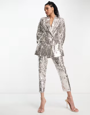 ASOS DESIGN Mix & Match sequin suit in silver | ASOS (Global)
