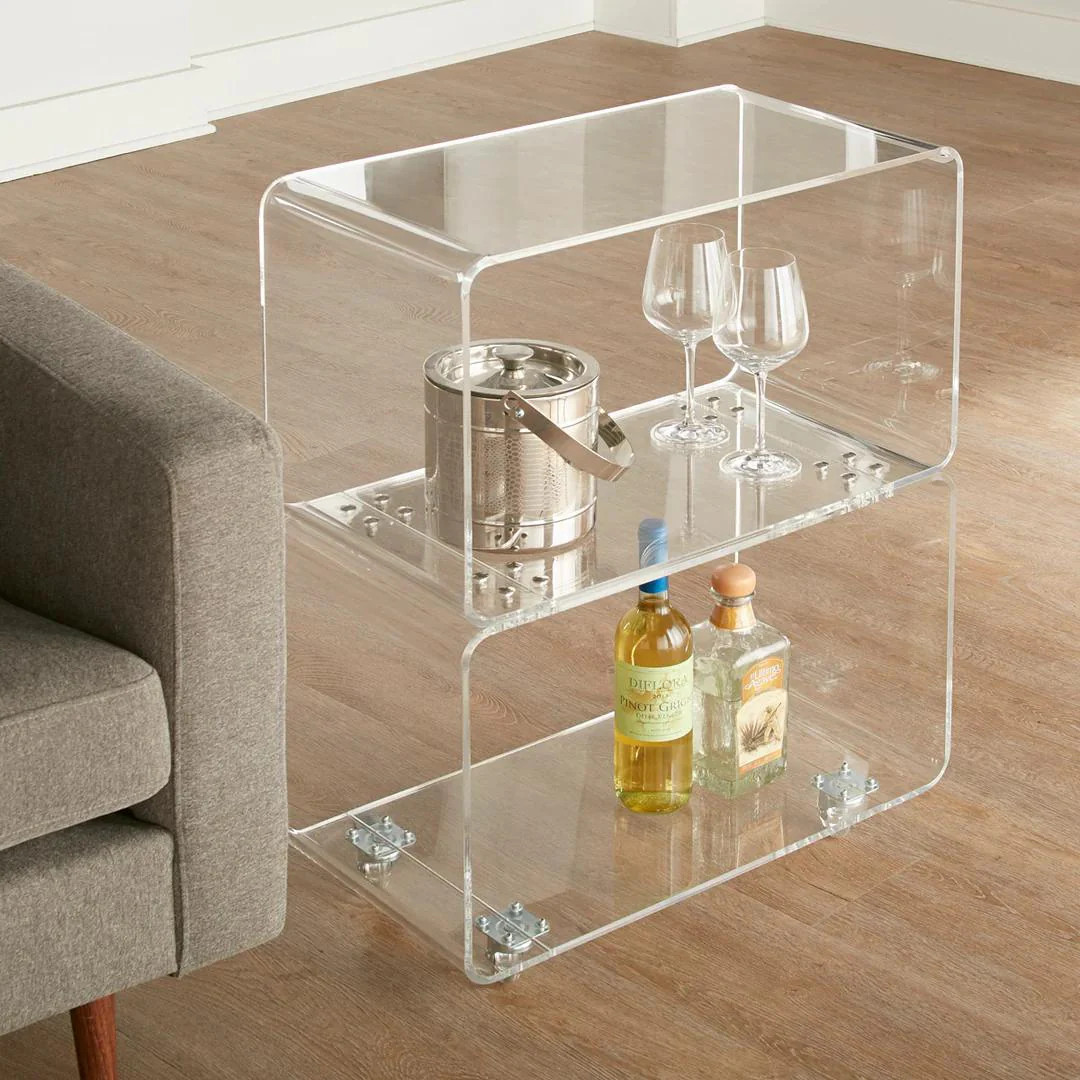 Clarté Acrylic Rolling Bar Cart | Clear Home Decor