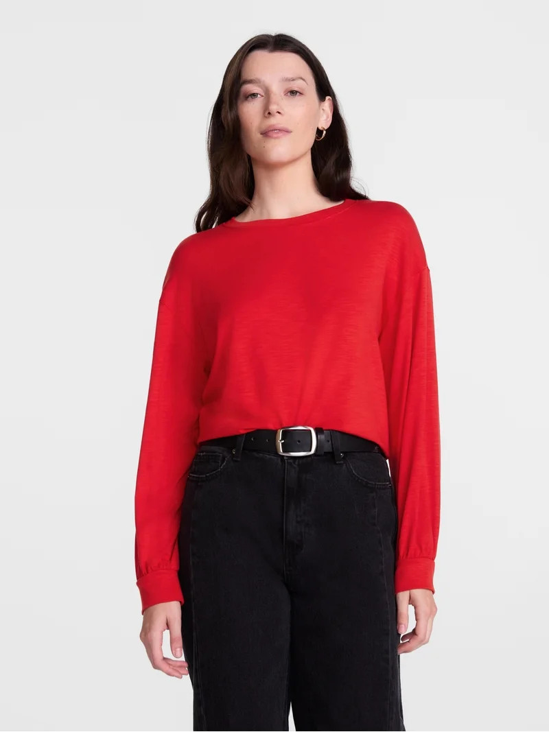 Scenario Women's Oversized Tee with Long Sleeves, Sizes XS-XXXL | Walmart (US)
