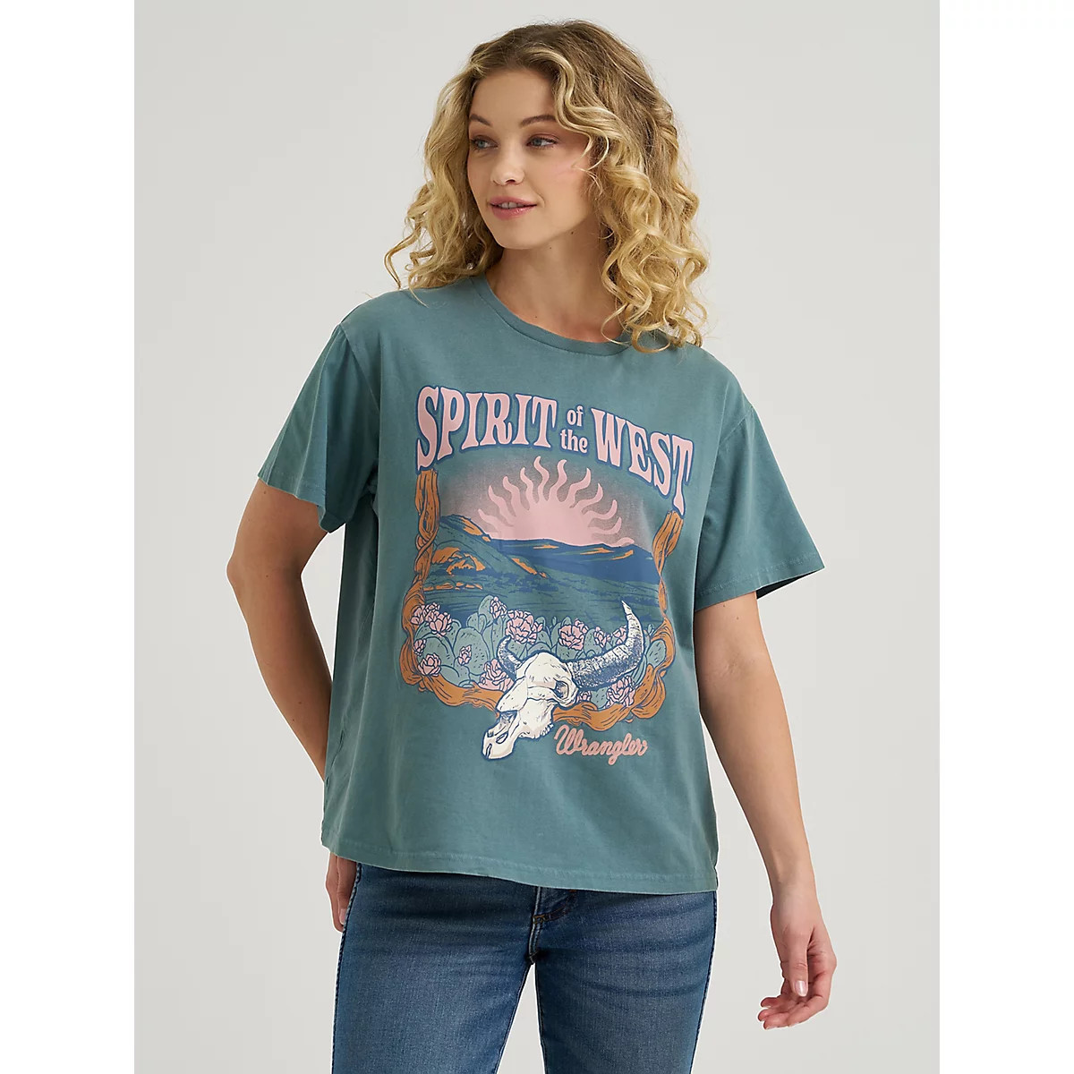 Women's Wrangler Western Graphic Girlfriend Tee in Goblin Blue | Wrangler