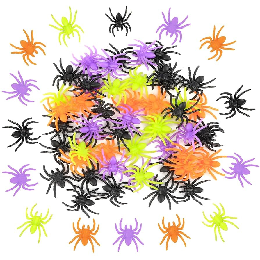 Plastic Spiders Halloween Decorations, 50PCS Realistic Halloween Spider, 4 Colors Fake Spiders, M... | Amazon (US)