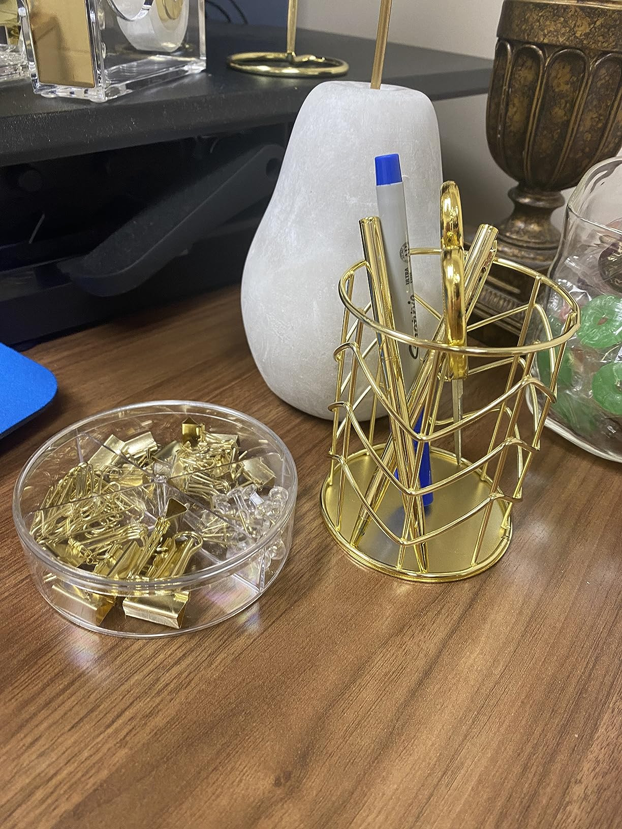 EOOUT Gold Office Supplies Set Desk Accessories, Acrylic Stapler Set Staple Remover, Phone Holder... | Amazon (US)