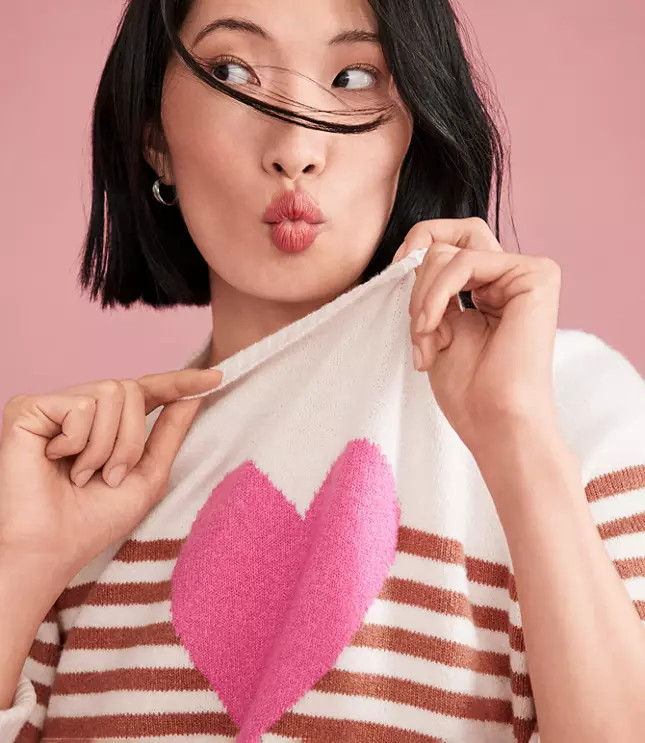 Heart Stripe Sweater | LOFT