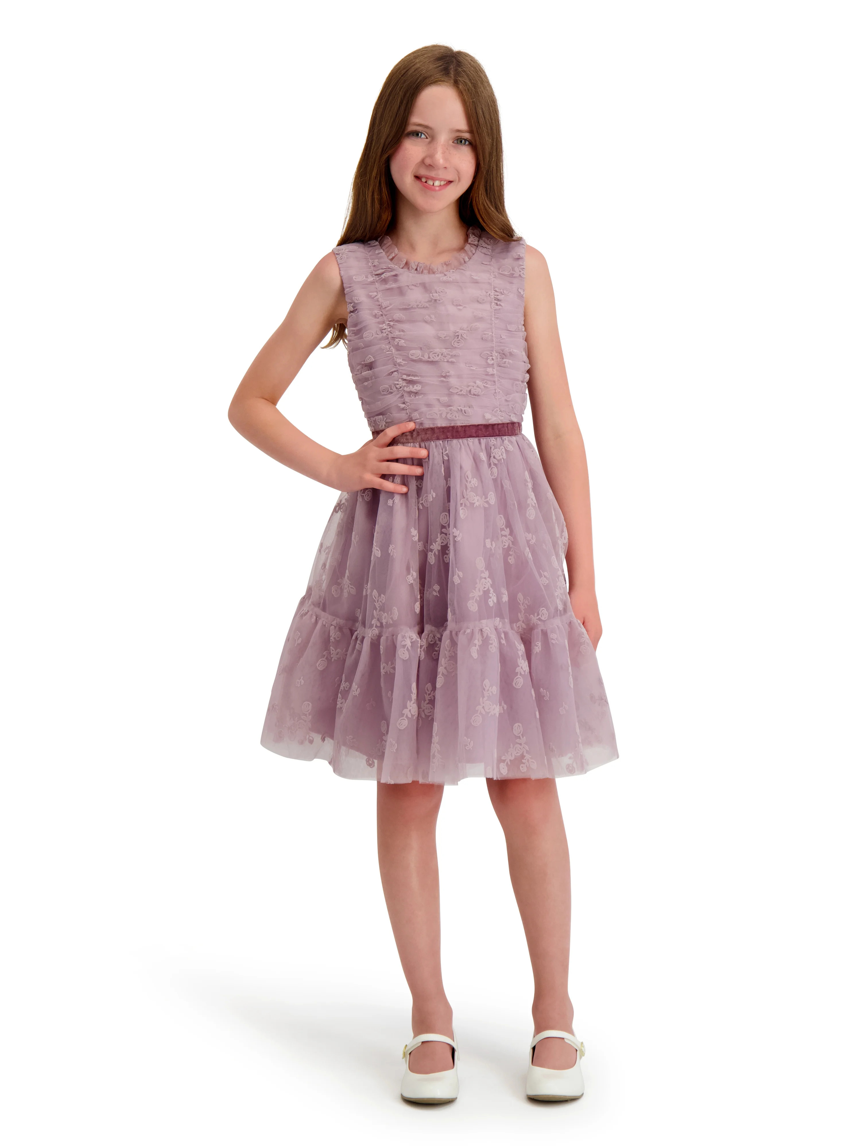 Kensie Girl Flocked Mesh Sleeveless Dress, Sizes 4-16 | Walmart (US)