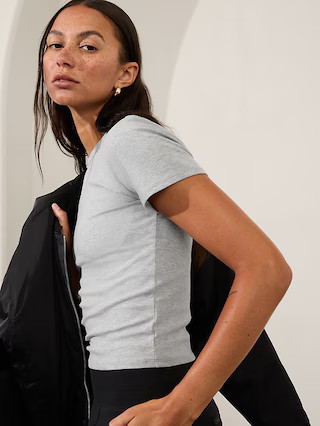 Signature Rib Crop Tee | Athleta