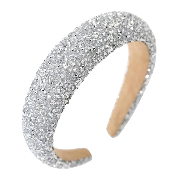 Silver Diamond Rhinestone Headbands for Women Girls Bling Sparkle Beaded Crystal Headband Jeweled... | Amazon (US)