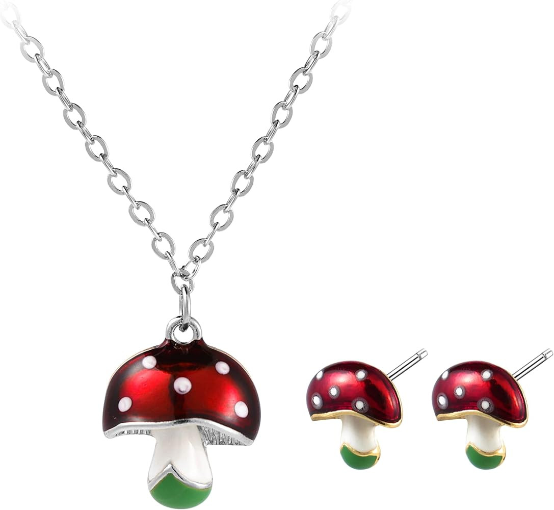 Enamel Mushroom Stud Earrings Hypoallergenic Cute Small Cartoon Earrings Simple Delicate Easter J... | Amazon (US)