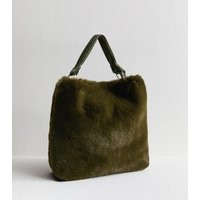 Khaki Faux Fur Oversized Handbag New Look | New Look (UK)