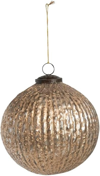 Creative Co-Op 6' Round Pleated Glass Ball Ornament, Antique Gold Finish | Amazon (US)