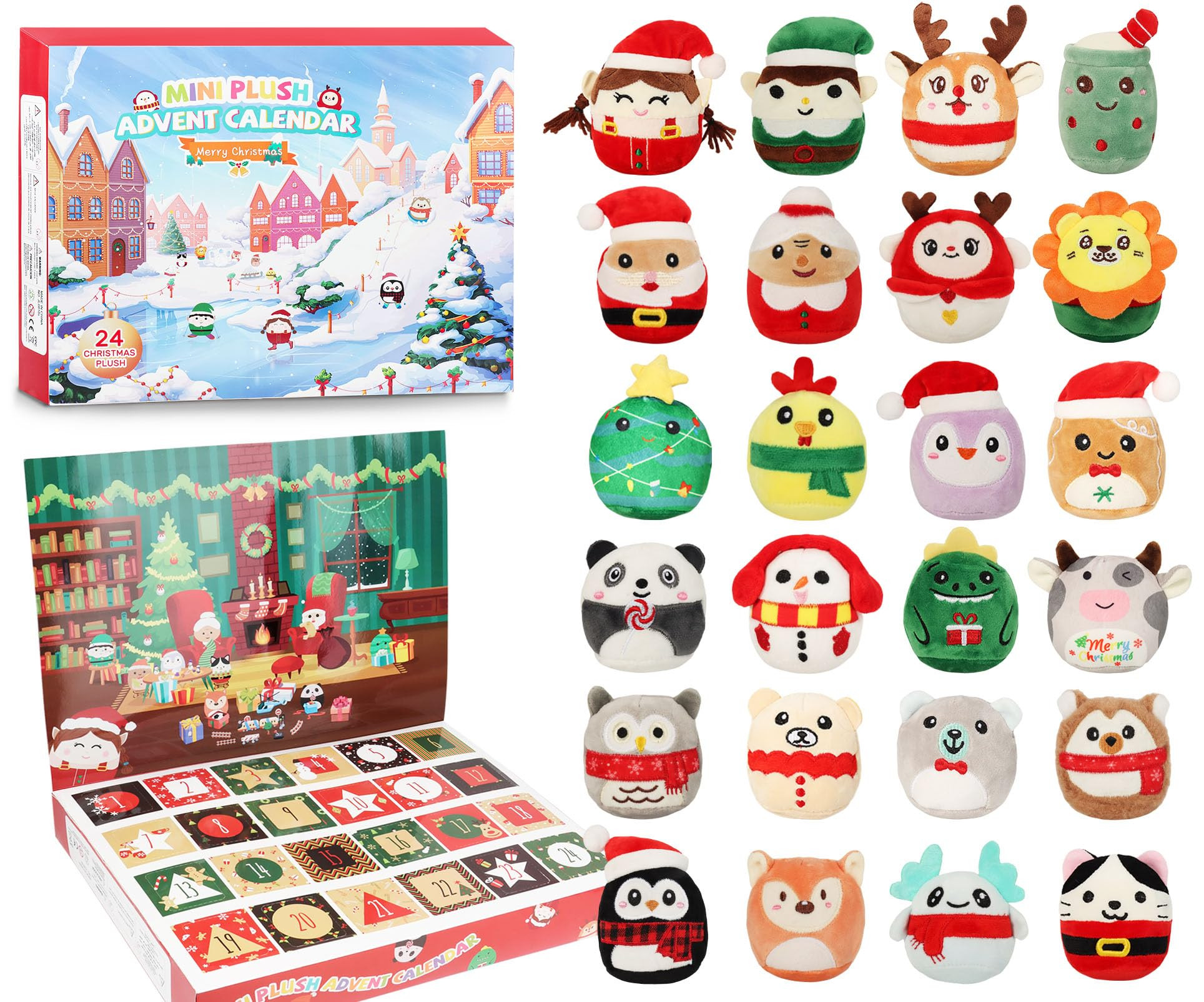 2025 Christmas Plush Advent Calendar - 24 Days of 3.15" Cute Mini Plush Toys & Stuffed Animals, S... | Amazon (US)