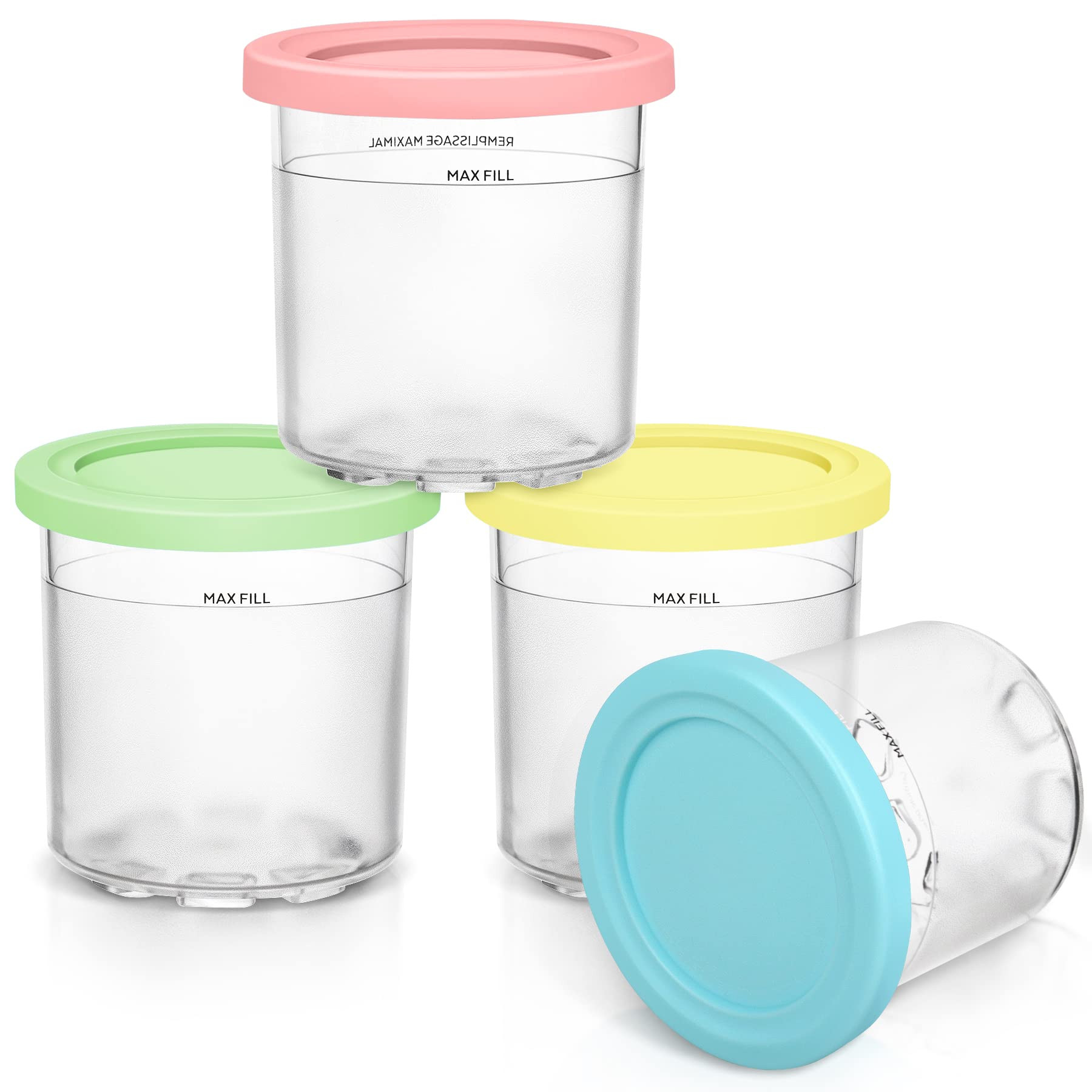 FIRJOY 16 oz. Containers | Extra Replacement Pints and Lids - Compatible with Ninja Creami NC301 ... | Amazon (US)