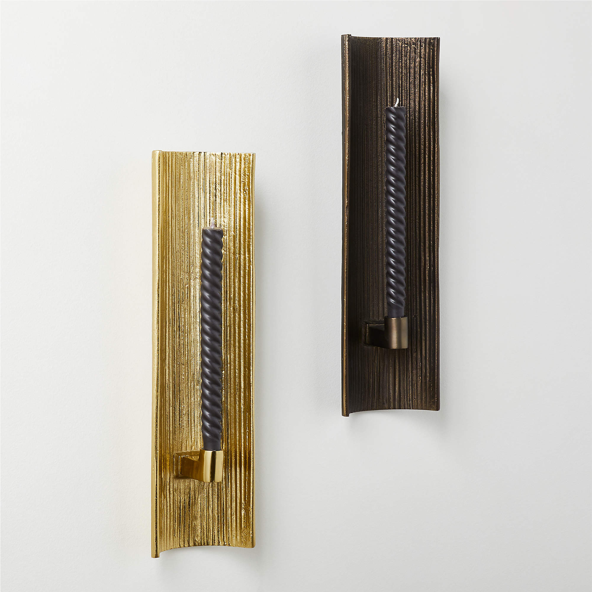 Ripple Bronze Modern Wall Sconce Taper Candle Holder + Reviews | CB2 | CB2