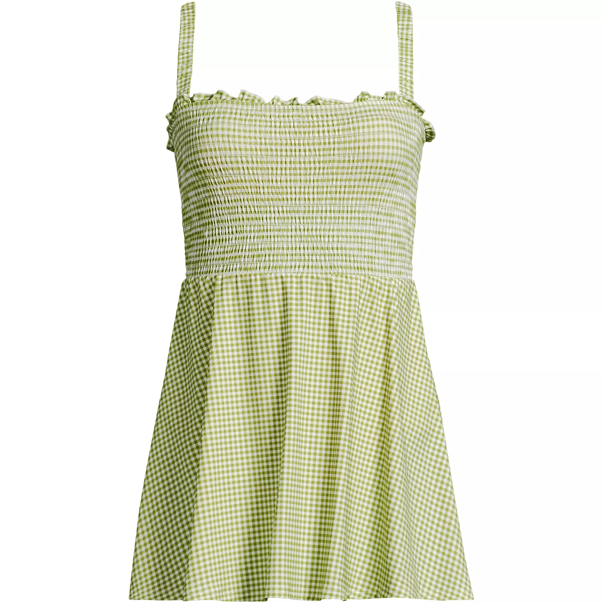 Womens Square Neck Smocked Mini Swim Dress | Lands' End (US)