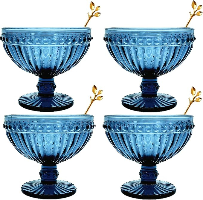 Glass Ice Cream Cups – 10 ounce Thickened Glass Bowls for Dessert, Snack, Cereal, Fruit, Nuts o... | Amazon (US)