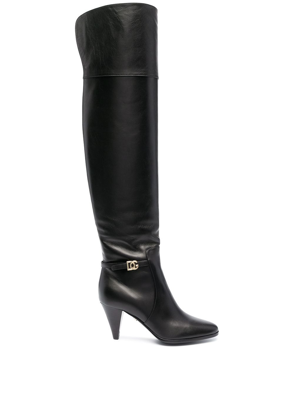 Dolce & Gabbana DG buckle knee-length boots - Black | Farfetch Global