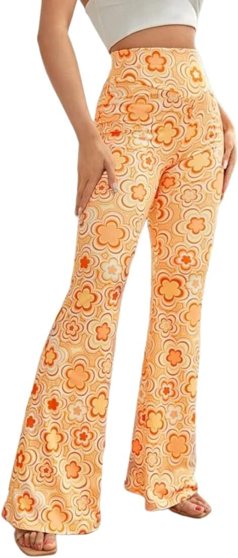 70s Flare Pants for Women - Rave Festival Outfit High Waist Bell Bottom Boho Cute Groovy Disco Tr... | Amazon (US)