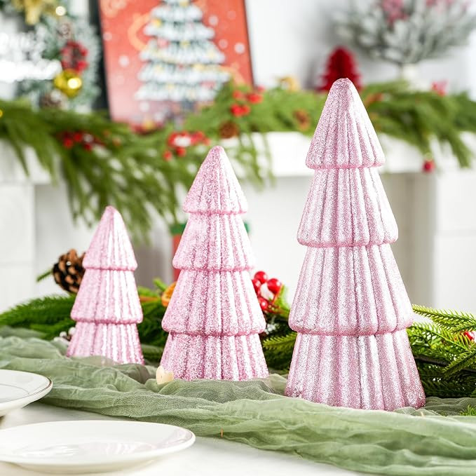 3Pcs Artificial Christmas Tree Decorations Glittering Foam Tabletop Xmas Tree Modern Christmas Ce... | Amazon (US)