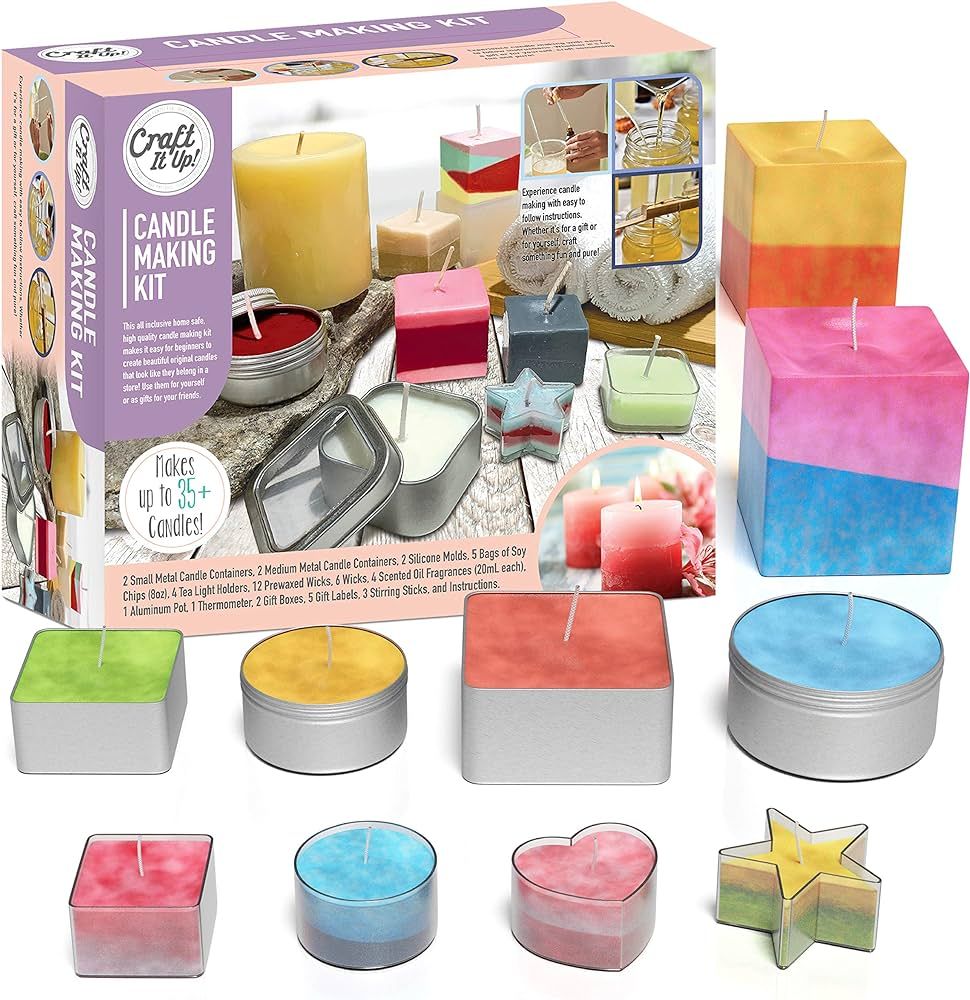 Craft It Up Candle Making Kit for Kids - Teen Girl Craft Set - Soy Wax 8 oz, 12 Wicks, 4 Scents, ... | Amazon (US)