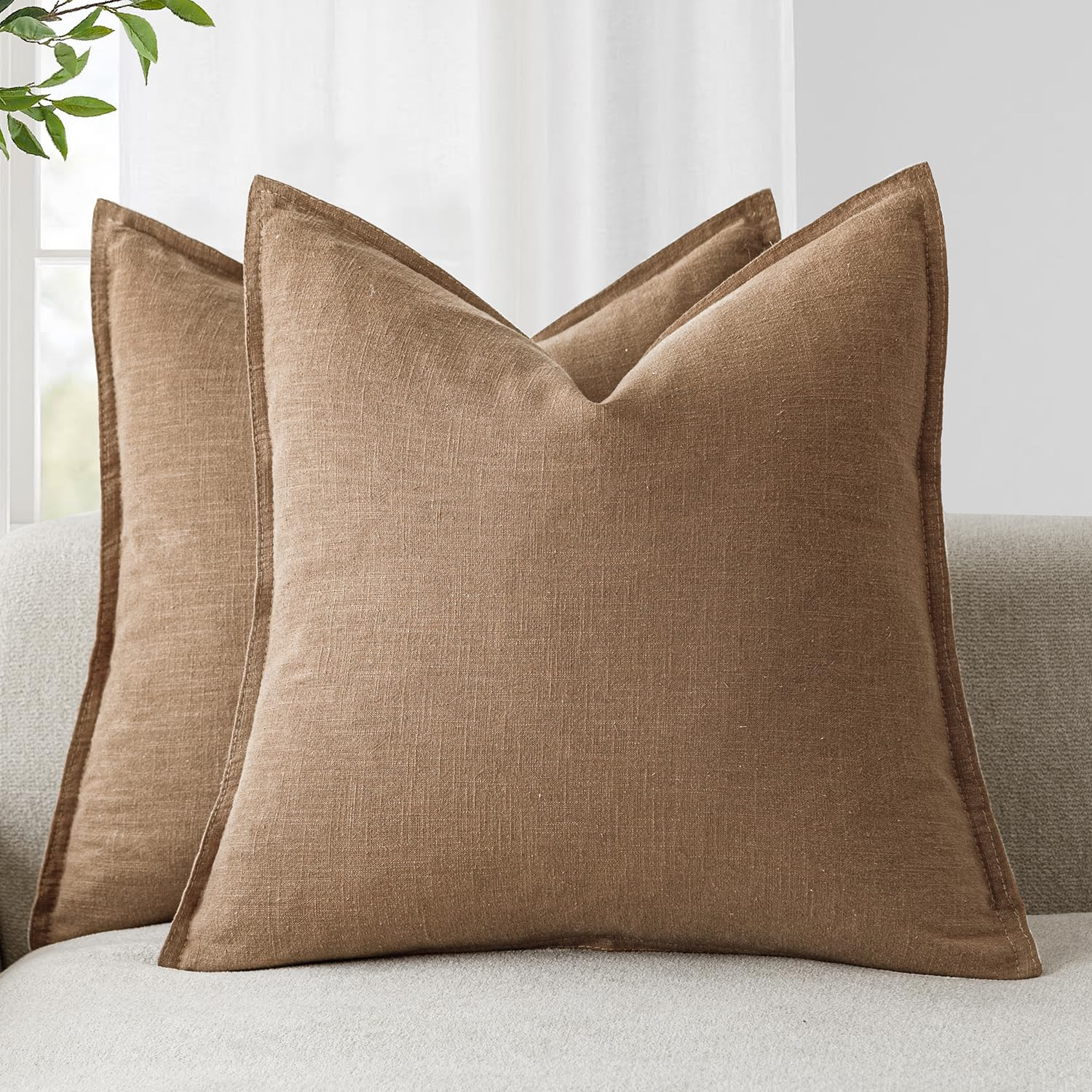 Foindtower Pack of 2, Decorative Linen Soild Throw Pillow Covers Soft Accent Cushion Case Boho Fa... | Amazon (CA)