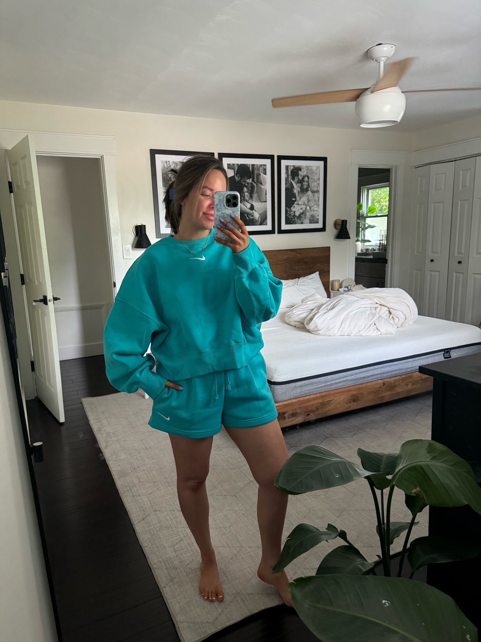 Nike set on sale for the nord anniversary sale 🙌🏼 sooo comfy — love this color for summer so much!🩵🩵

Size medium in both pieces! 

Nordstrom, anniversary sale, loungewear, postpartum, postpartum outfits, summer colors, summer brights, bright blue, Nike set 

#LTKxNSale #LTKFindsUnder100