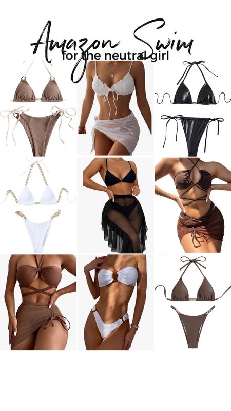Amazon swim for the neutral girl🤎🤍🖤 Bikini sets, 3 piece sets, swim cover ups, all affordable, on trend, and sure to make you stand out at the beach or pool, on spring break, vaca, whatever. All suits linked below and come in various sizes/colors. Amazon find, swimwear, bikini, swim style.

#LTKunder50 #LTKswim #LTKFind