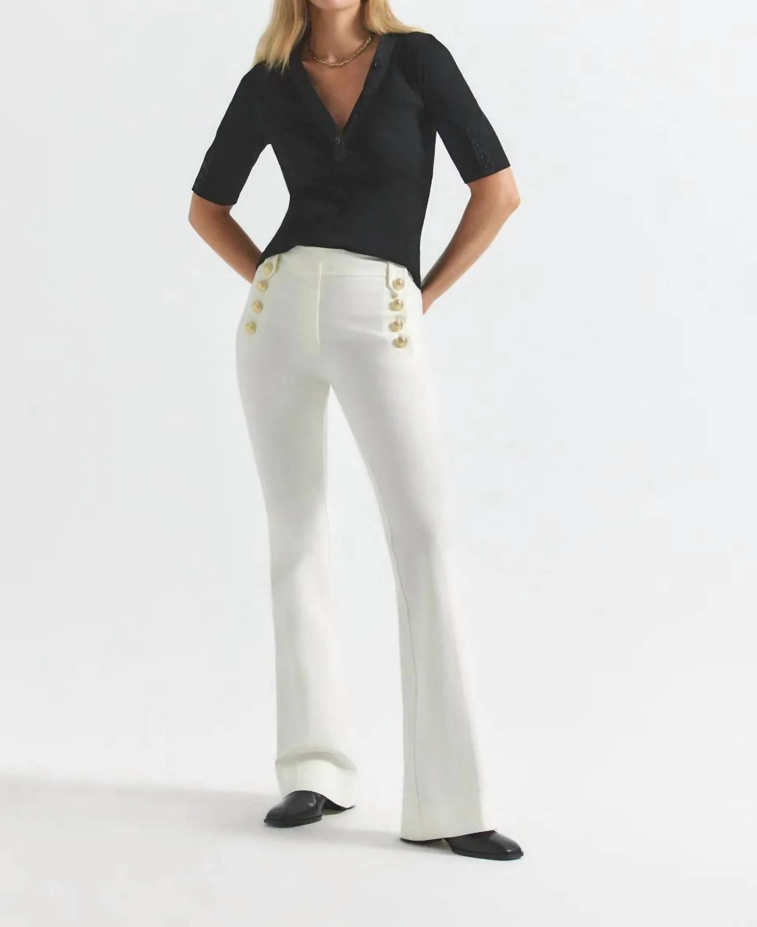 Robertson Flare Trousers In Soft White | Shop Simon