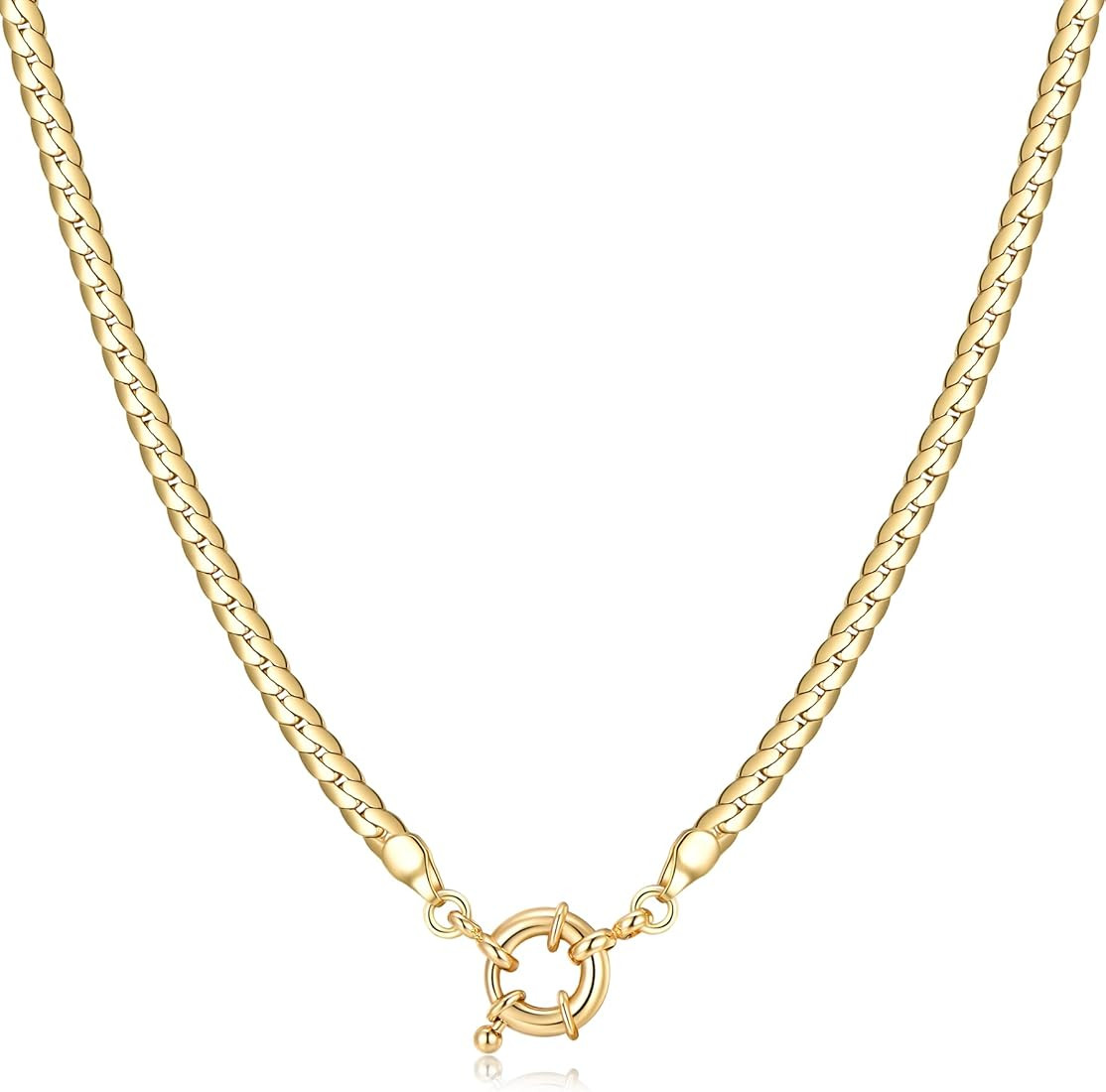 14K Gold Plated Dainty Choker Necklace for Women Girls | Snake Chain, Cuban Link, Paperclip, Ball... | Amazon (US)
