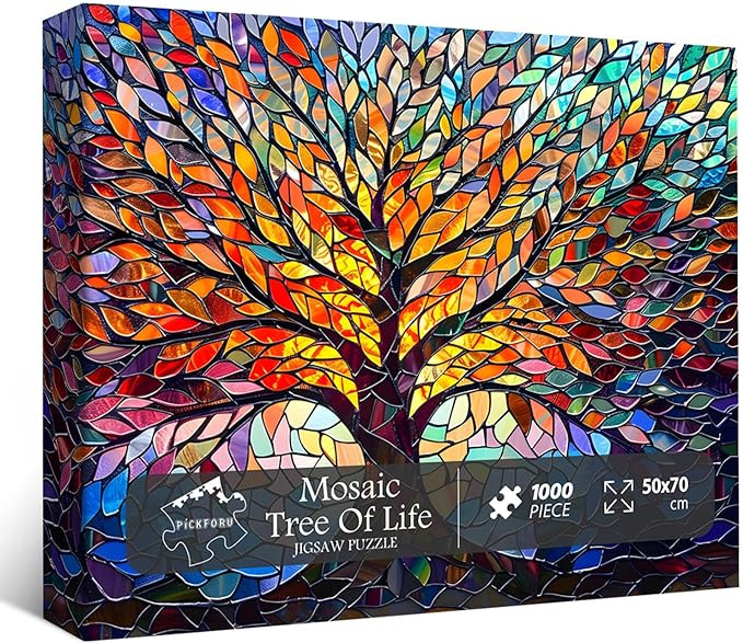 PICKFORU Stained Glass Puzzle Tree of Life Puzzles for Adults 1000 Pieces, Impossible Hard Diffic... | Amazon (US)