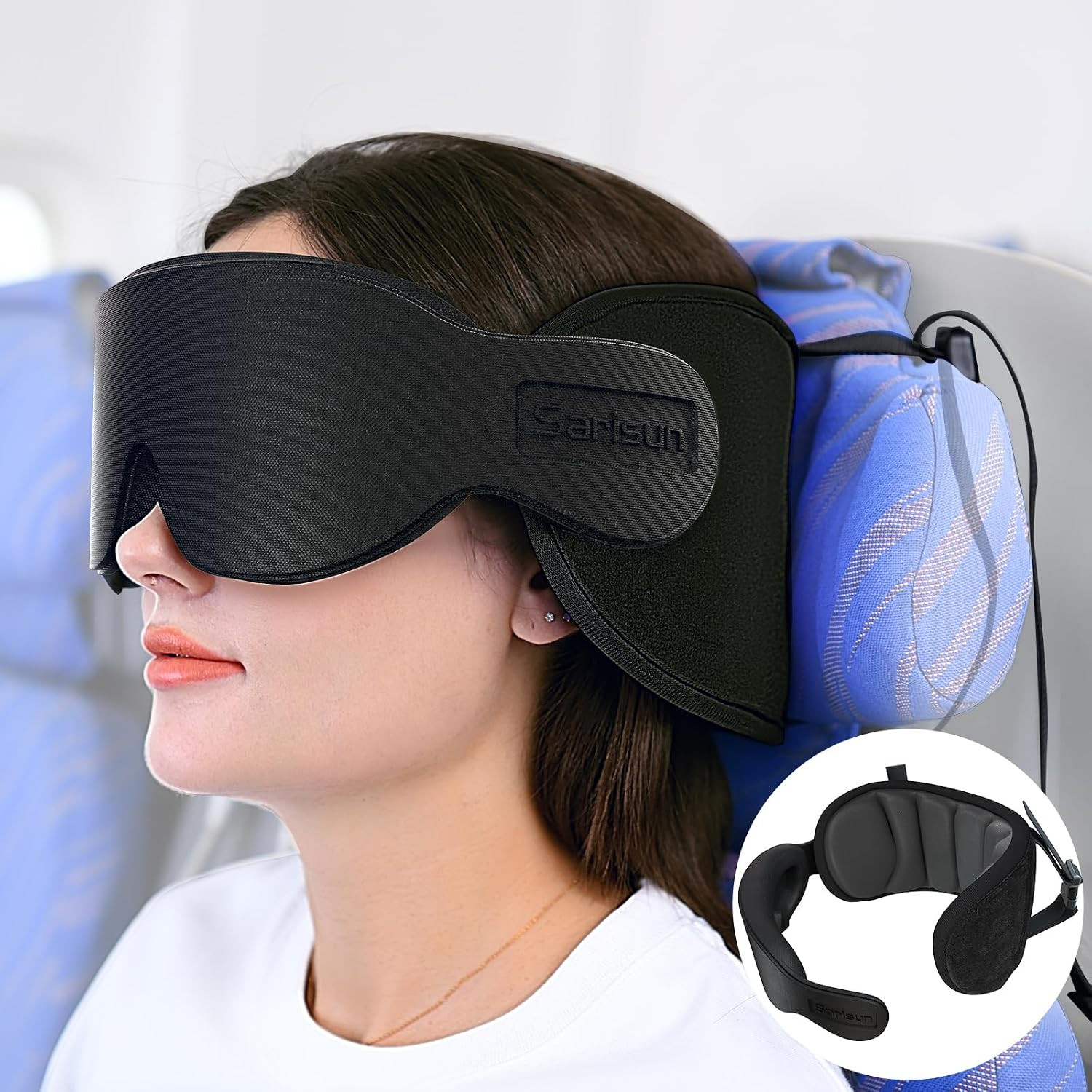 SARISUN Travel Pillow for Airplanes Sleep, Seat Strap for Stable Support | Amazon (US)