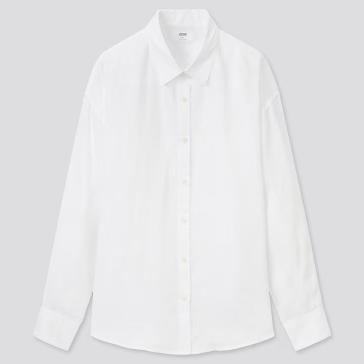 UNIQLO Women's Premium Linen Long-Sleeve Shirt, White, XS | UNIQLO (US)