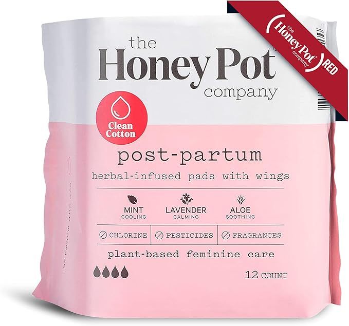 The Honey Pot Company Clean Cotton Postpartum Pads (12 Count), Herbal-Infused, Postpartum and Mat... | Amazon (US)