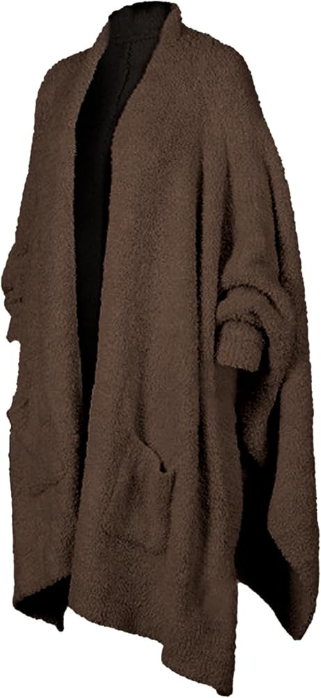 Wearable Blanket Sherpa Poncho Unique Office Work Warm Cozy Shawl TV Throw Blankets, Plush Cape W... | Amazon (US)