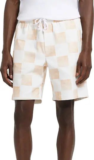 River Island Checker Print Cotton Drawstring Shorts | Nordstrom | Nordstrom