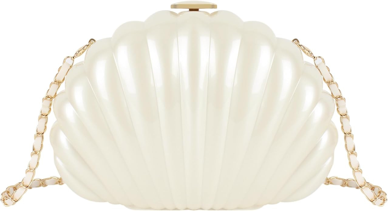 Women Mini Seashell Evening Clutch Handbag Chain Strap Cross-body Bag | Amazon (US)