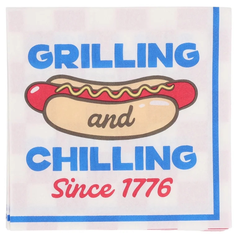 Way to Celebrate PatrioticGrill Disposable Lunch Napkins, 6.5" x 6.5", 16 Count | Walmart (US)