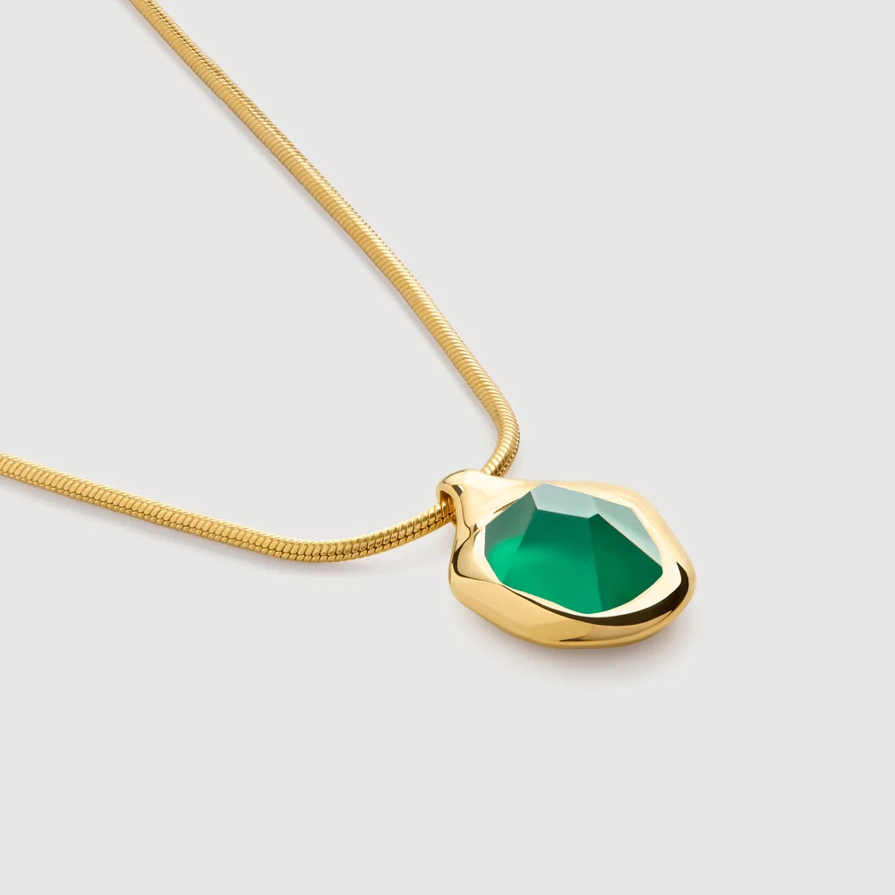 Gold Odyssey Gemstone Chain Necklace Green Onyx | Monica Vinader (US)