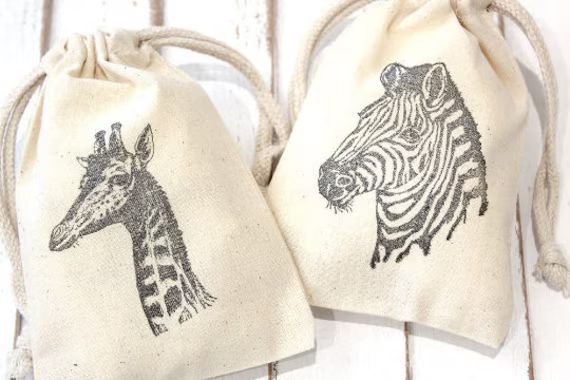 Safari Animal Muslin Favor Bags 4x6  -  Set of 10 | Etsy (US)