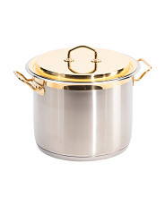 Made In Italy 6qt Stainless Steel Stockpot With Gold Plated Accents | Marshalls