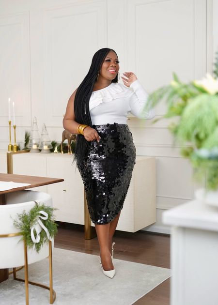 Black and white holiday outfit  , New Year’s Eve party outfit , sequin dress ? Sequin outfit , sequin skirt , black skirt , holiday style , holiday decor 

#LTKHoliday #LTKGiftGuide #LTKSeasonal