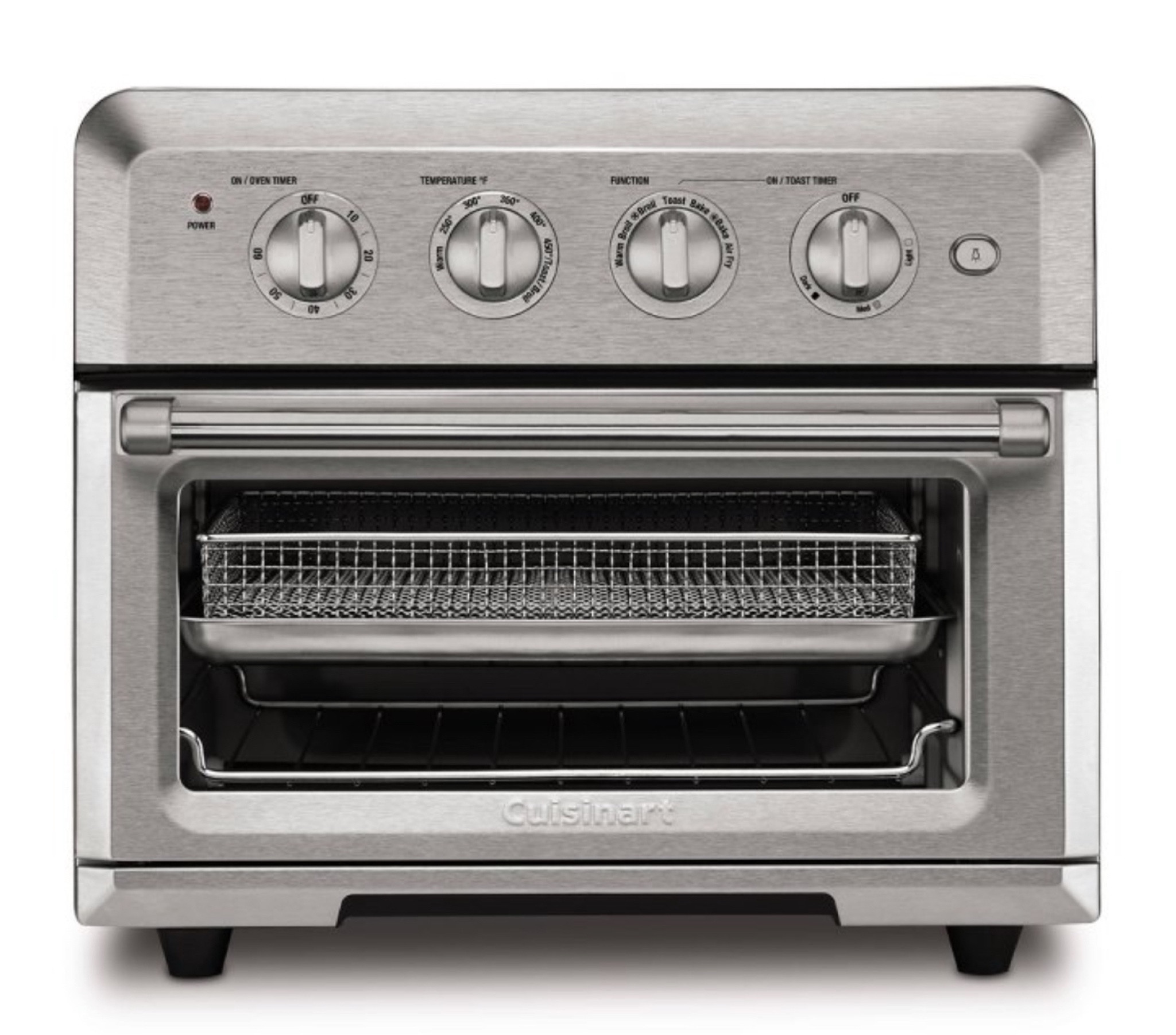 Our air fryer toaster oven. We replace the wire tray with the other one because the wire tray is hard to clean. However the other tray does have non stick, so if you're staying away from that, stick with the wire tray  

#LTKhome