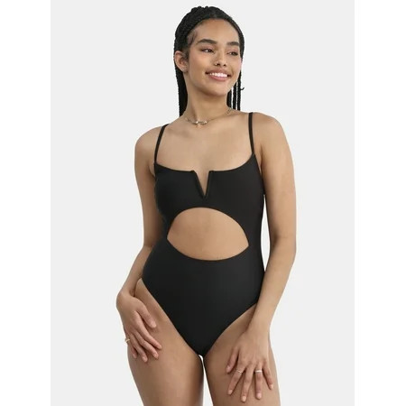 No Boundaries Cutout V-Wire One-Piece Swimsuit Women s and Women s Plus | Walmart (US)