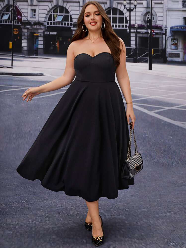 SHEIN Belle Plus Solid Tube Dress | SHEIN