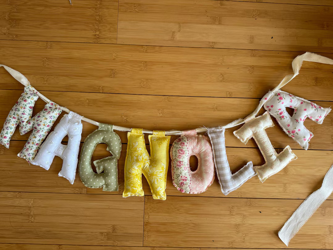 Name CUSTOM Handmade Personalized Fabric Banner, Special Occasion, Nursery Decor, Baby Shower Gif... | Etsy (US)