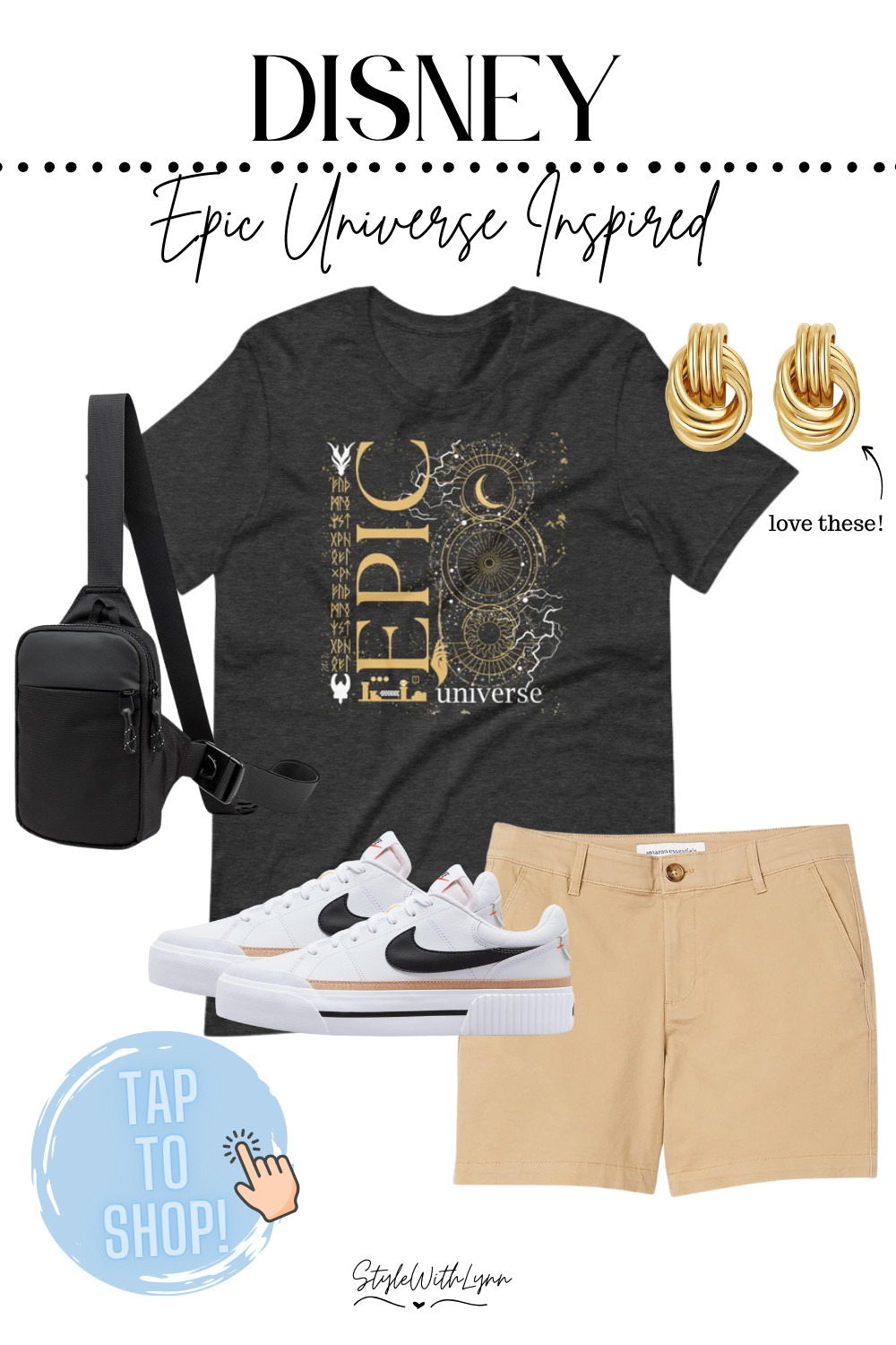 Heading to Universal Orlando’s Epic Universe? This outfit is the perfect mix of comfort and style for exploring the park all day long! ✨

I styled this look with:

⭐ A custom Epic Universe graphic tee
⭐ Lightweight khaki shorts (perfect for Florida heat)
⭐ Nike Court Legacy sneakers for all-day walking
⭐ A sleek sling bag to stay hands-free
⭐ And chunky gold hoops for a touch of glam 

Whether you're hopping between worlds or snapping pics at a new ride reveal, this look keeps you cool, comfy, and cute!

👉 Tap to shop this full Universal outfit on LTK and get ready for your summer adventure!
#UniversalOrlando #EpicUniverse #UniversalOutfit #ThemeParkFashion #ParkDayLook #TravelStyle #ComfortableThemeParkOutfit #LTKtravel #LTKsummerstyle #StyleWithLynn #UniversalFlorida #OutfitInspo #WhatToWearToUniversal 

 