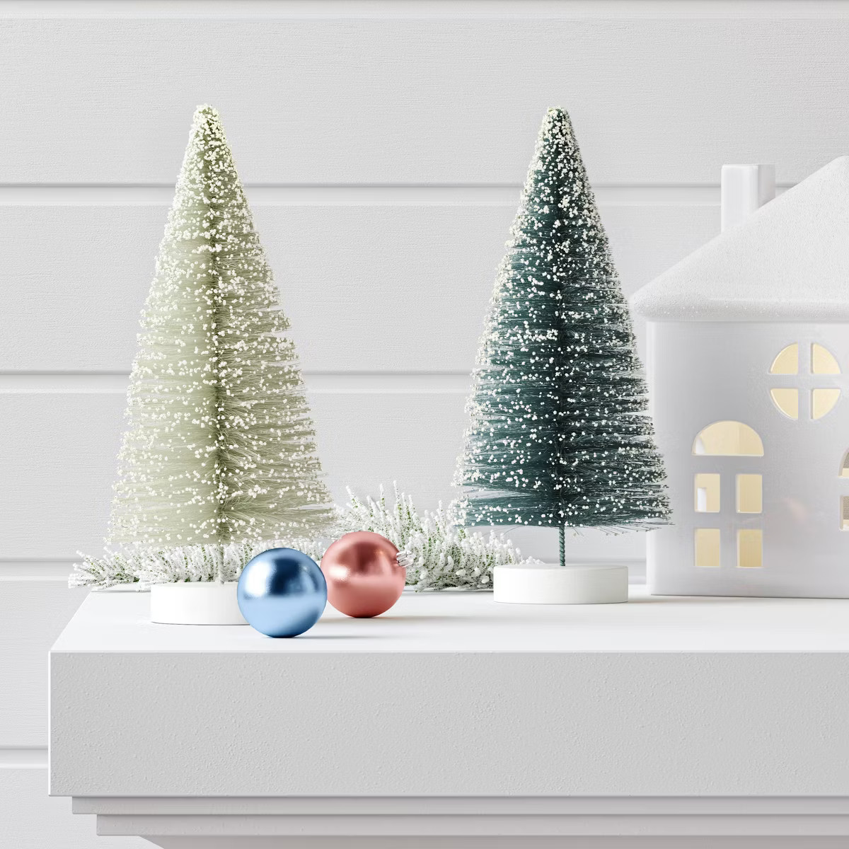 2pc 6" Sisal Bottle Brush Tree Christmas Figurine Set - Wondershop™ | Target